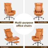 Orange Leather Office Chair with Massage and Footrest