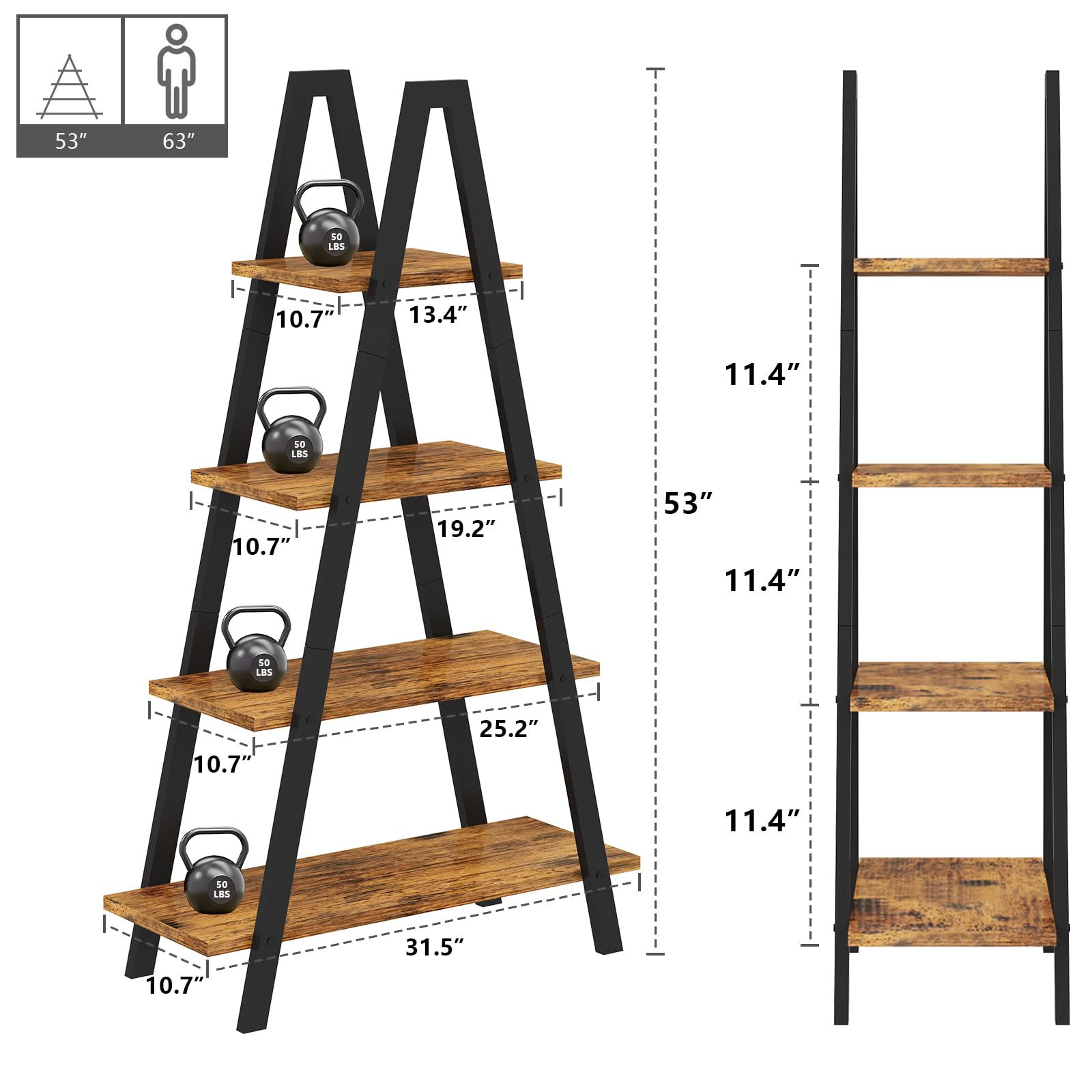 Industrial Bookshelf with Metal Frame by Recaceik - For Home Office and Living Room