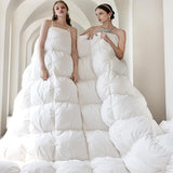 Pinch Pleat Goose Down Feathers Comforter Twin Size All Season-Ultra Soft and Cozy