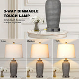 25" Farmhouse Jar Table Lamps Set of 2, 3 Way Touch Control Rustic