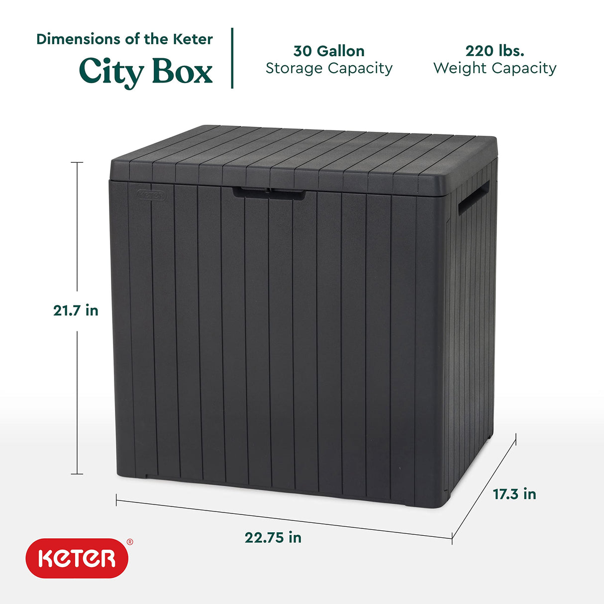 30 Gallon Resin Deck Box for Patio Furniture, Pool Accessories, and Storage