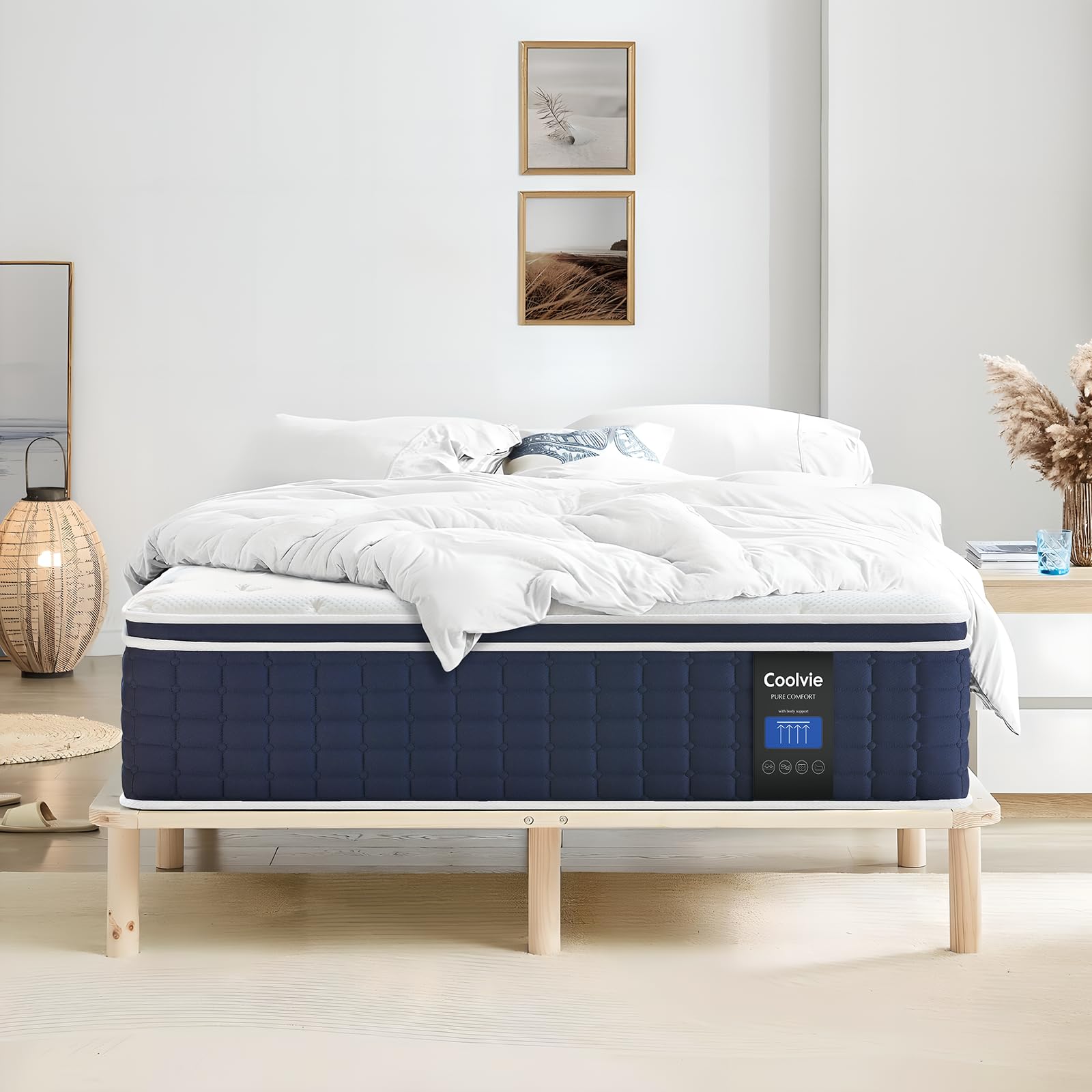 14 Inch King Mattress, Medium Plush Gel Memory Foam Mattress Hybrid, Double Cooling