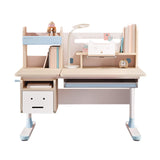 Height Kids Study Desk Drafting Table Computer Station Built-in Bookshelf Hutch Multi