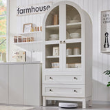 71" Tall Arched Kitchen Pantry, Modern Farmhouse Wood Kitchens Storage Cabinets