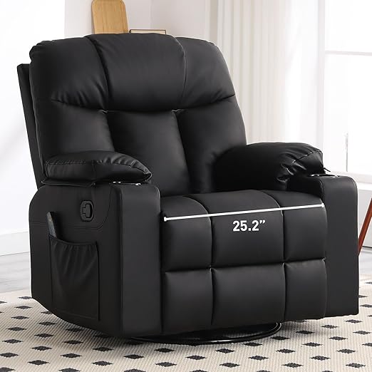 Oversized Swivel Rocker Recliner Chair, 40" Extra Wide Recliner with Massage