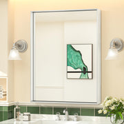 24x32 Inch Silver Mirror for Bathroom Sink, Non-Rusting Metal Frame, HD Reflection