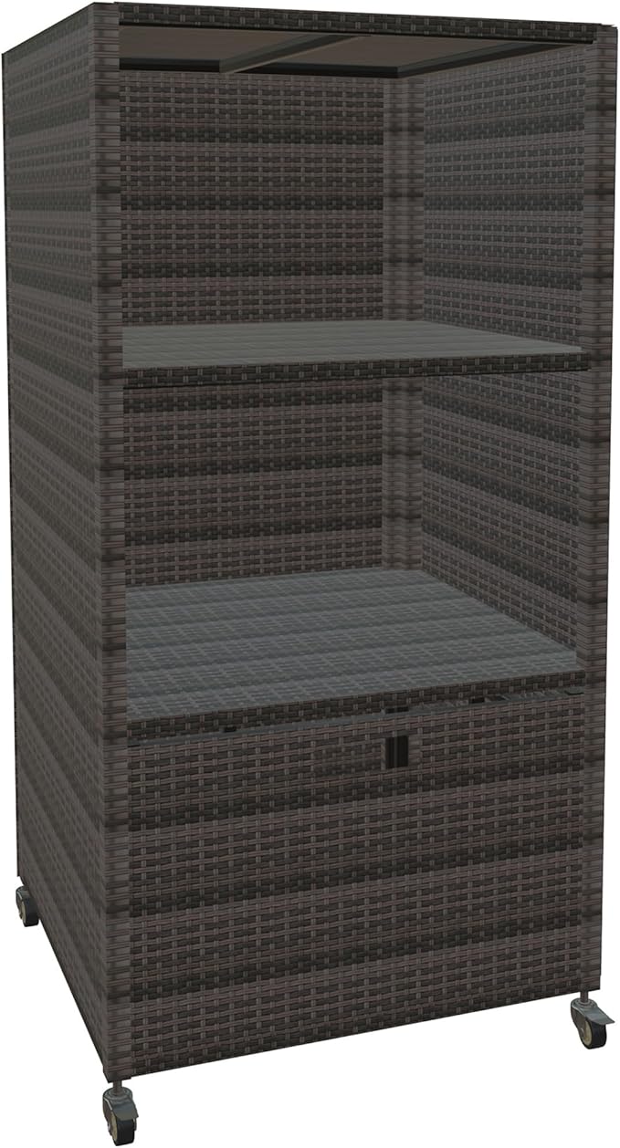 Pool Towel Rack Outdoor, Waterproof PE Plastic Rattan Wicker Pool Storage