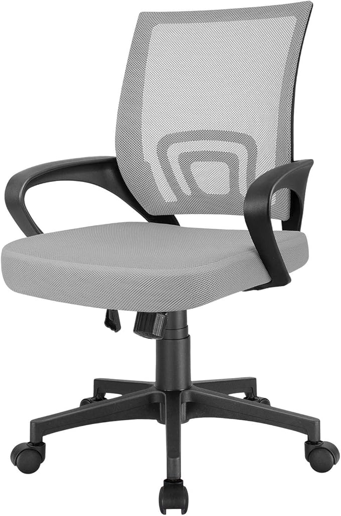 Office Ergonomic Desk Mesh Computer, Mid Back Swivel Task Executive Chair with Lumbar