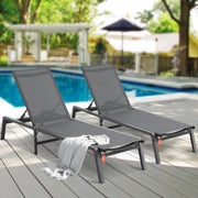 2 Pcs Chaise Lounge Chairs Outdoor, Aluminum Patio Lounge Chairs