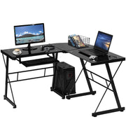 Computer Desk L Shaped Desk, 51" Tempered Glass Gaming Desk Corner Desk for Small