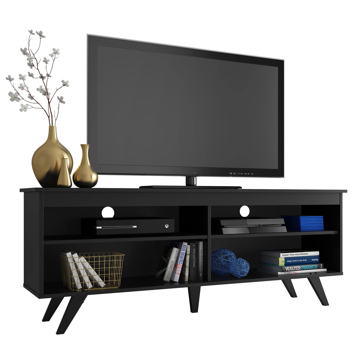 Entertainment Center with 4 Shelves and Cable Management for 55, 65 Inch TV Media