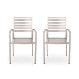 GDFStudio Outdoor Modern Aluminum Dining Chair (Set of 2), Silver