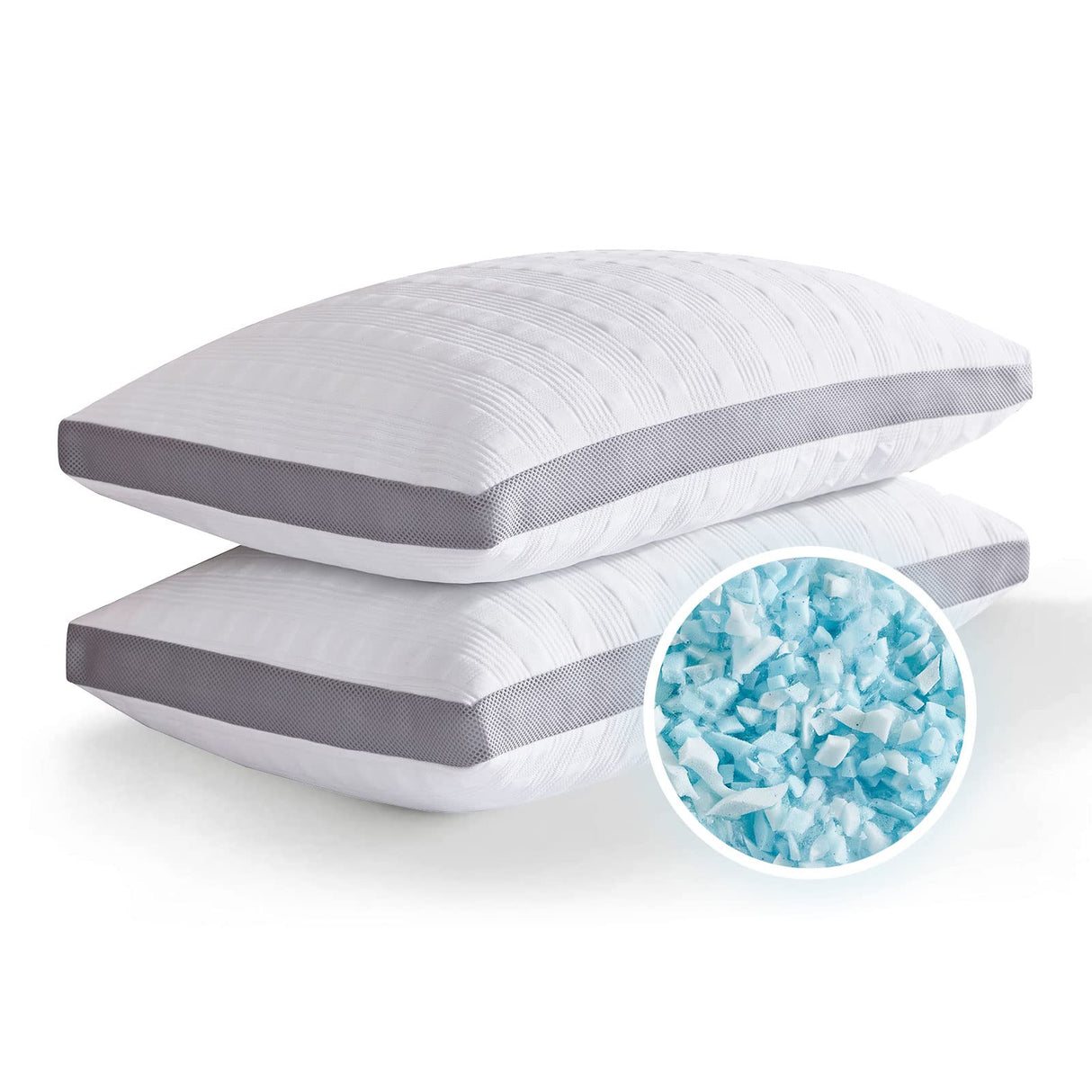 Cooling Pillows Queen Size Set of 2,Shredded Memory Foam Bed Pillows for Sleeping