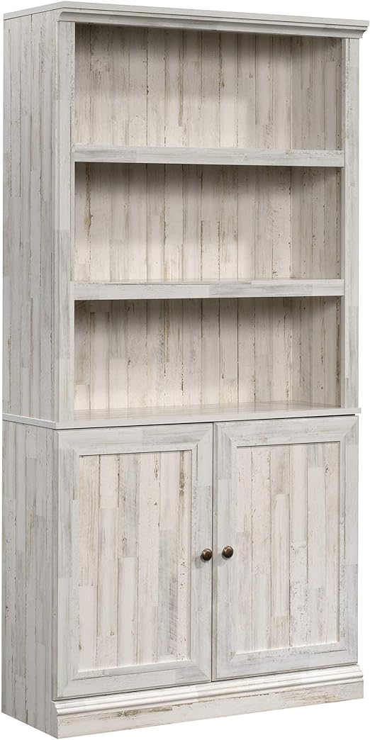 Miscellaneous Storage Bookcase/ Book Shelf With Doors, Chalked Chestnut finish