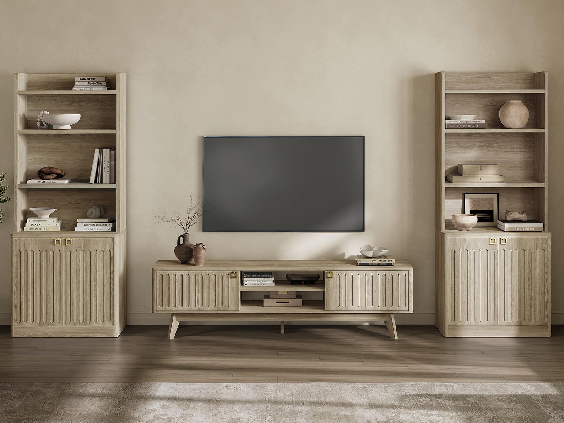 70" TV Stand Entertainment Center with Storage Cabinets