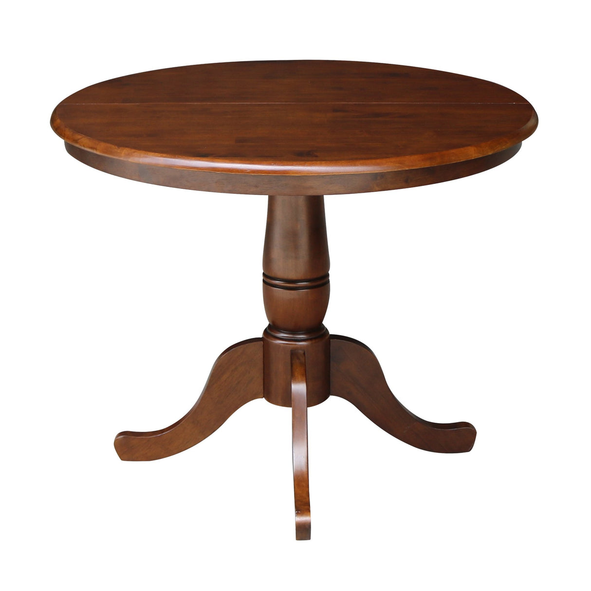 International Concepts Standard Height 36-Inch Round Extension Table with 12-Inch Leaf,