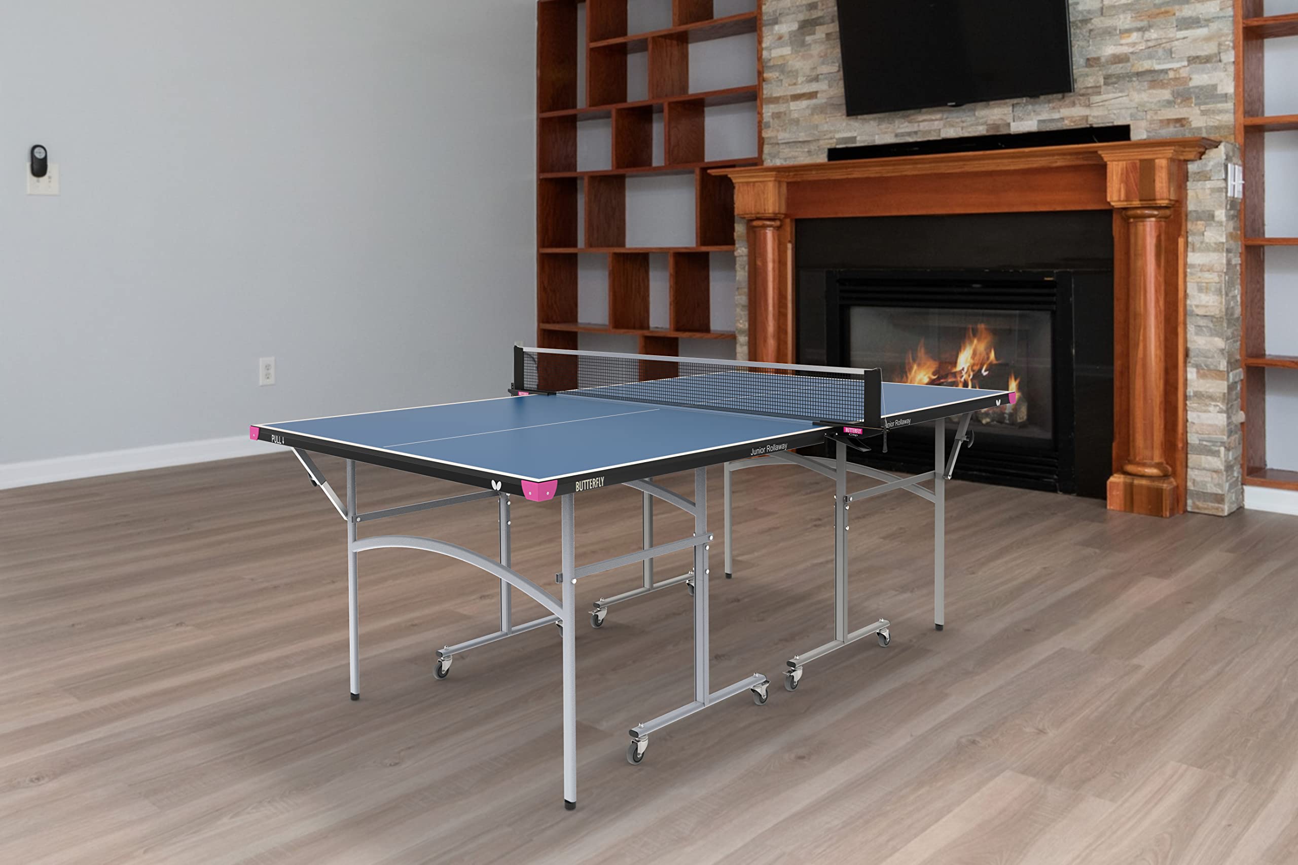 Junior Ping Pong Stationary and Rollaway Tables - 3/4 Size Table Tennis Table - Space Saver Game Table