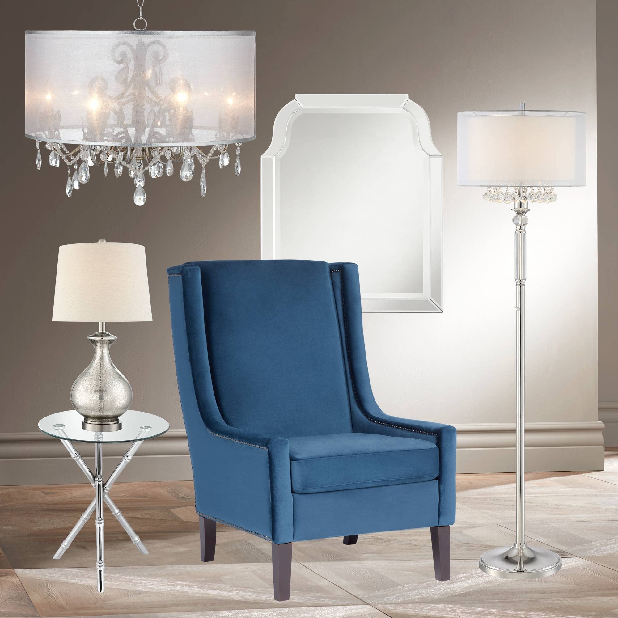 Albert Modern Table Lamp 24 3/4" High Mercury Glass Silver Gourd Oatmeal Tapered