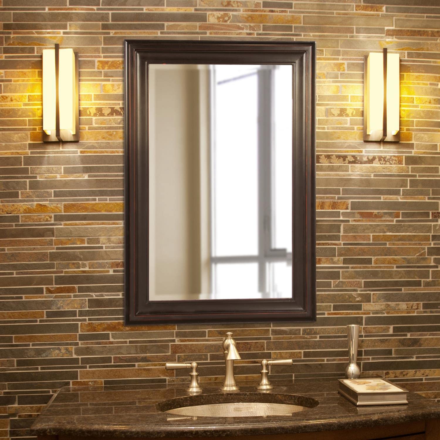 Rectangular Oil Rubbed Bronze Wall Mirror,