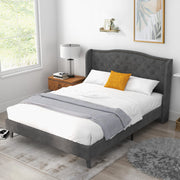 Velvet Upholstered Bed Frame, Wingback Platform Bed