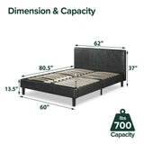 Jade Faux Leather Upholstered Platform Bed Frame / Mattress Foundation with Wood Slat