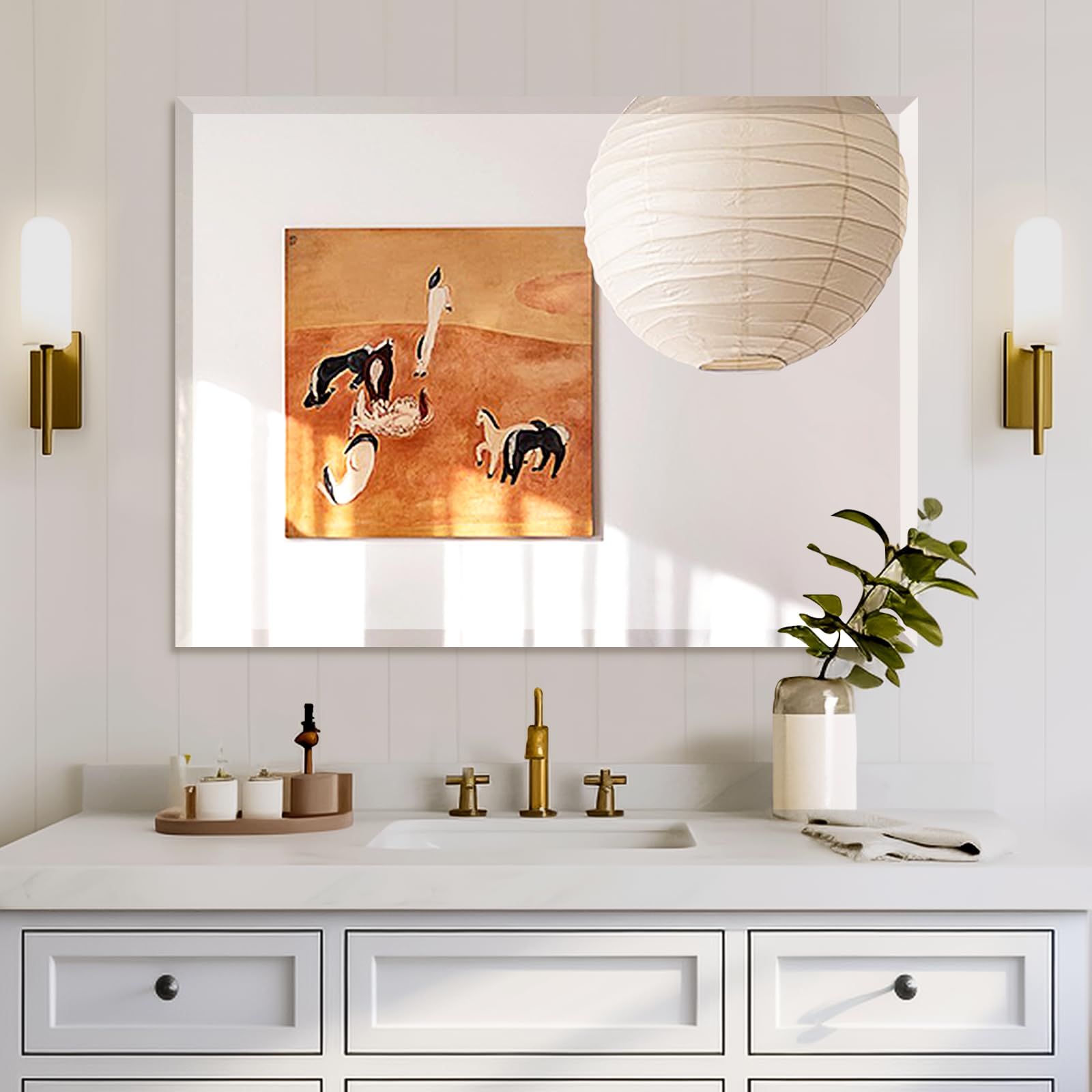 Mirror, Bathroom Mirrors for Wall , Frameless Rectangle Bathroom Mirror