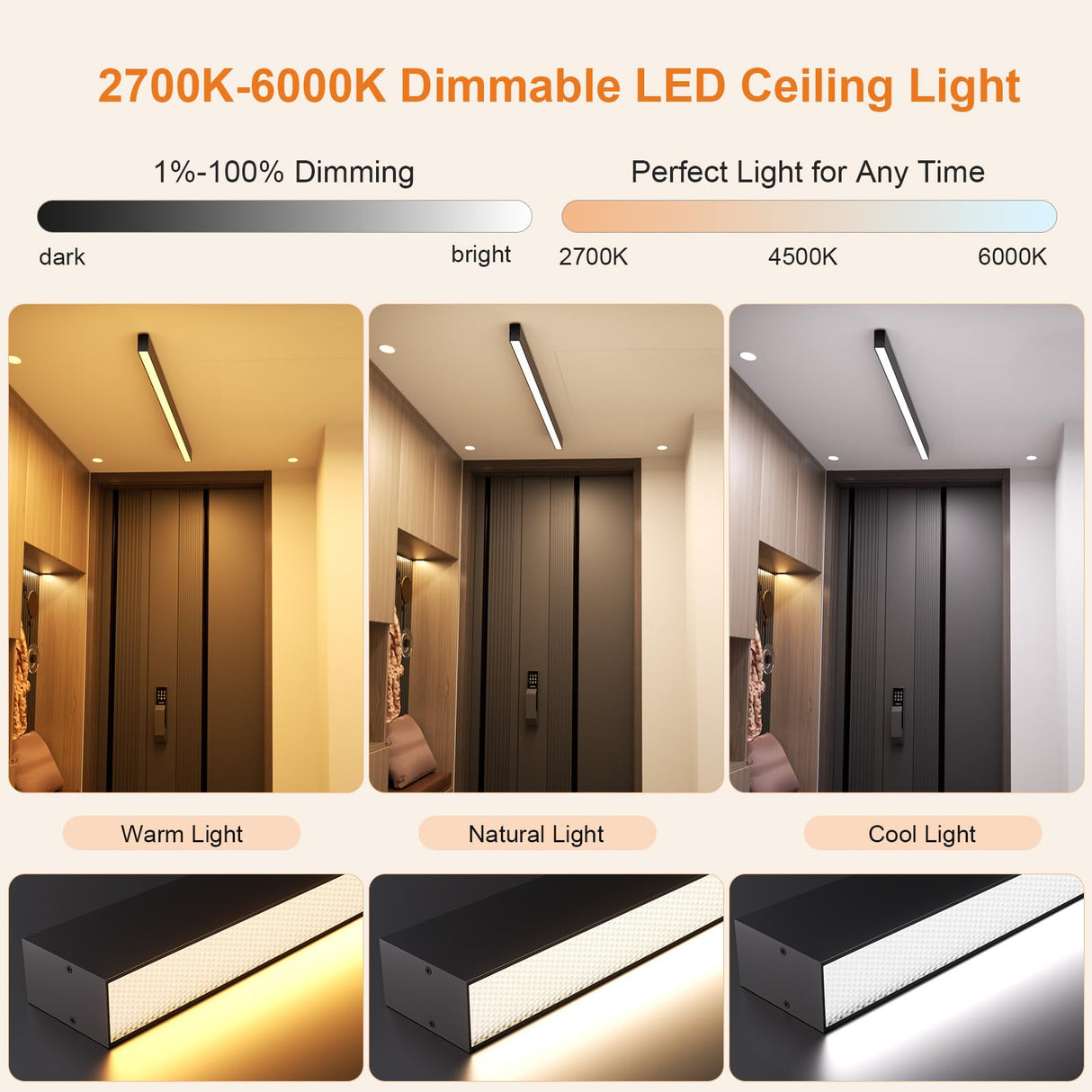 Modern LED Ceiling Light with Remote - 39.1 inch Dimmable