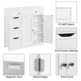 Bathroom Floor Cabinet, Large Storage Space Wooden Organizer with 1 Big Drawer, 3