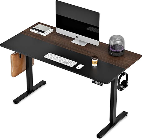 Electric Standing Desk, Height Adjustable Desk 55x 24 Inches, Ergonomic Home Office Sit Stand Up Desk with Memory Preset Controller (Black Frame/Rustic Brown Top)