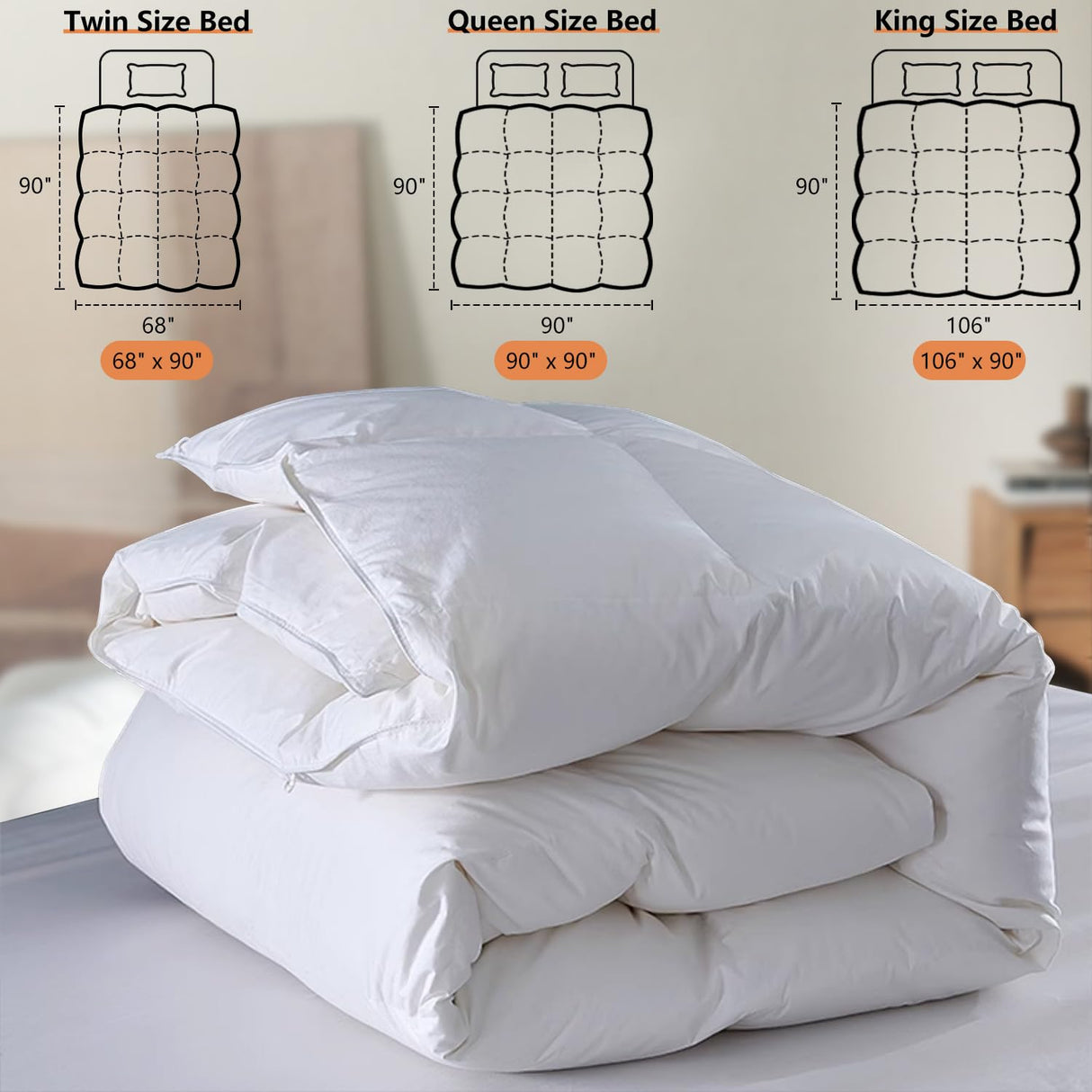 Duvet Insert 900 Fill Power Goose Feather Down Comforter
