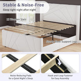 Queen Velvet Platform Bed with Geometric Tufted Headboard