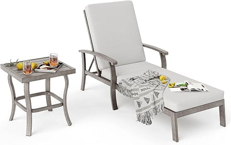 Aluminum Patio Chaise Lounge Set 3 Pieces, Patio Lounge Chair