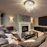 Mini Chandelier, Crystal Chandelier Lighting, 2 Lights, Flush Mount Ceiling Light