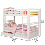 Bed with Attached Ladder and Drawers, White