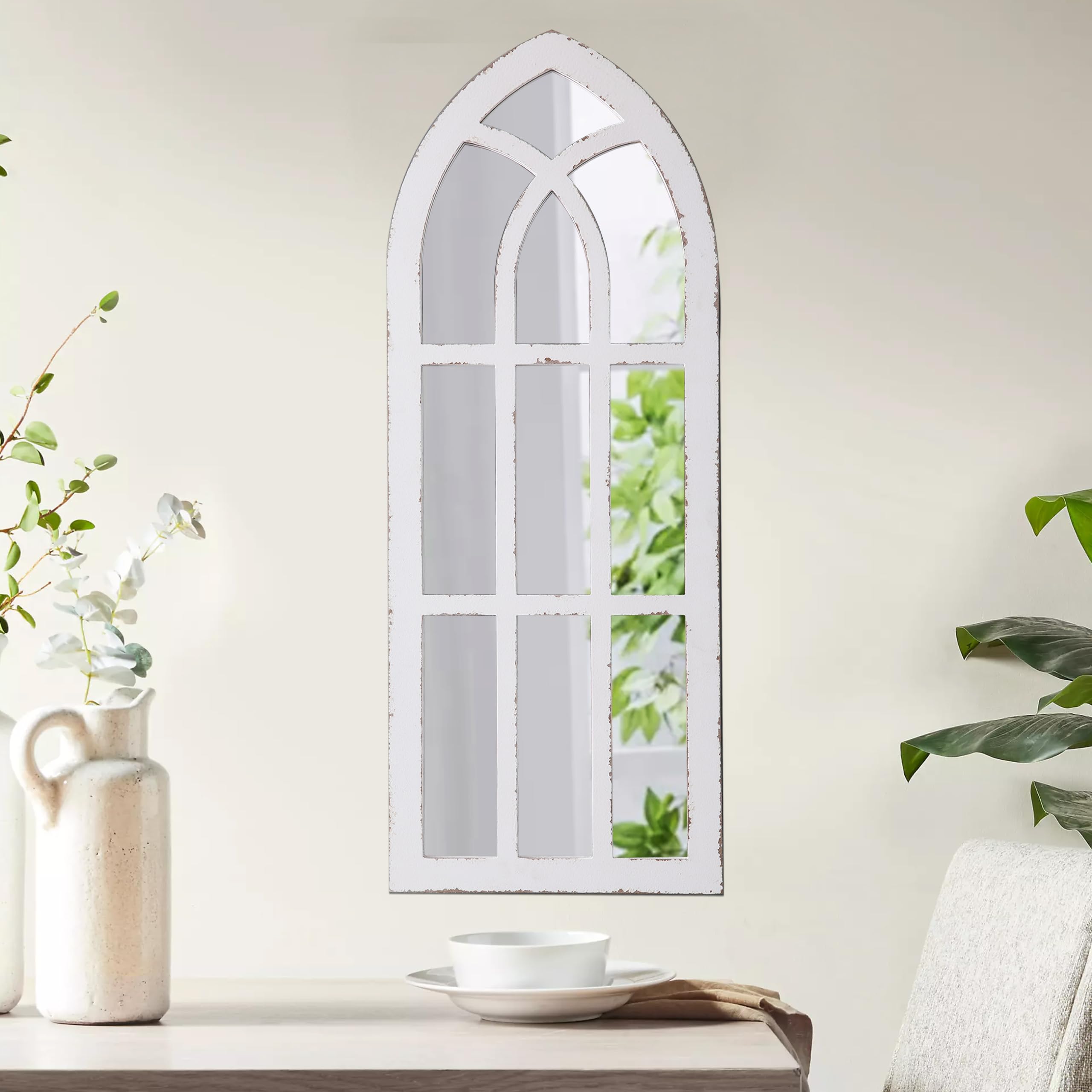 Rustic Long Arched Window Mirrors for Wall Decor