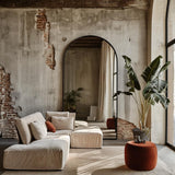 Look at You Oversized Arched Mirror 78x46 - Black Thin Frame, Explosion-Proof Glass, Full-Length with Stand