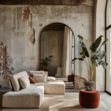 Look at You Oversized Arched Mirror 78x46 - Black Thin Frame, Explosion-Proof Glass, Full-Length with Stand