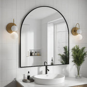 Arched Mirror Black Wall Mounted Mirrors, Bathroom Mirror