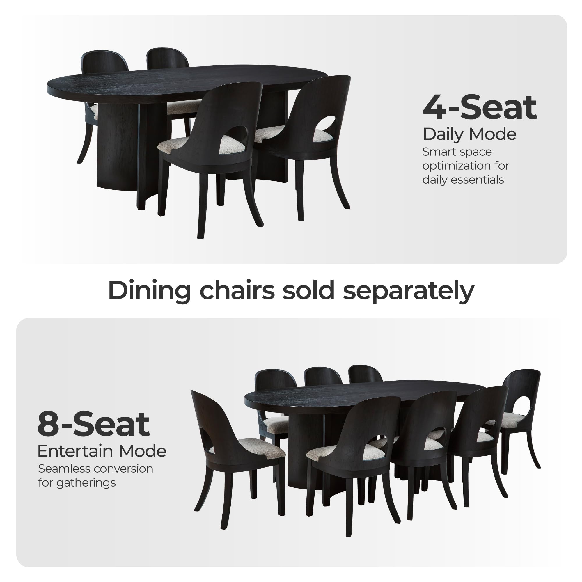 Rowanbeck Minimalist Dining Table for 8 People - Black