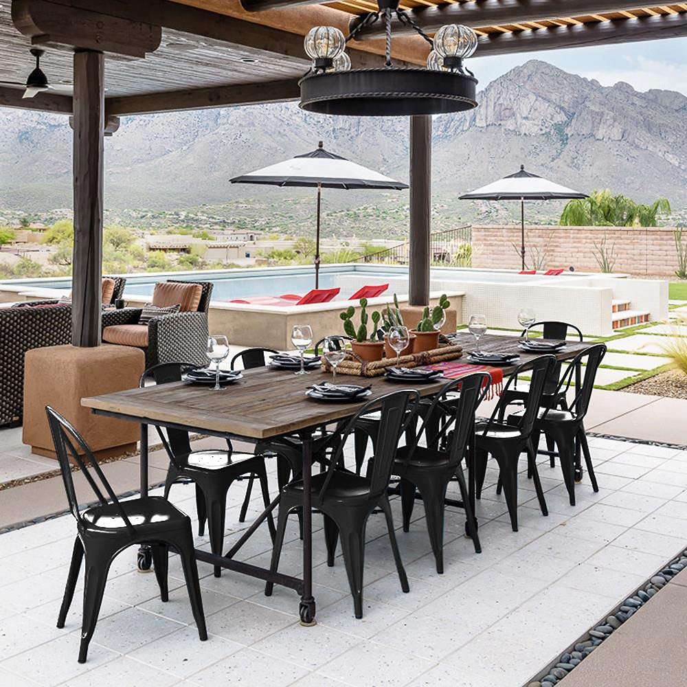 Metal Dining Chairs Set of 4, Indoor/Outdoor Patio Chairs