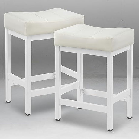 Bar Stools Set of 2, Counter Height Stools 24 Inch Saddle Stools