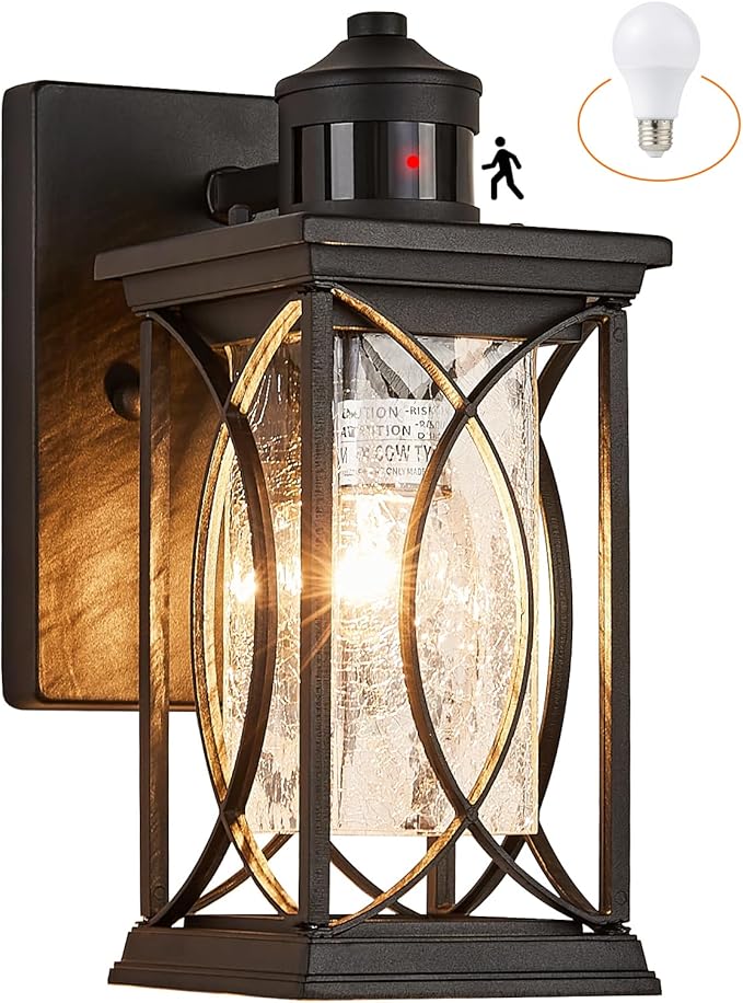 Oil Rubbed Bronze Outdoor Sconce Dusk to Dawn Exterior Light Fixtures Wall Mount Porch Light Modern Outdoor Wall Light