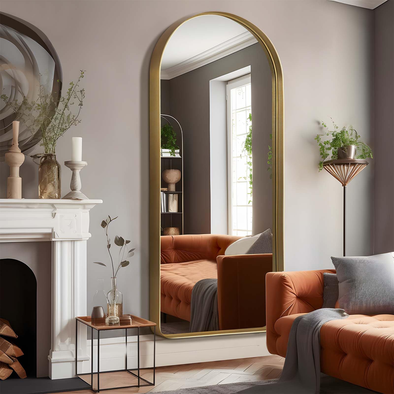 Modern Metal Framed Full Length Mirror for Wall