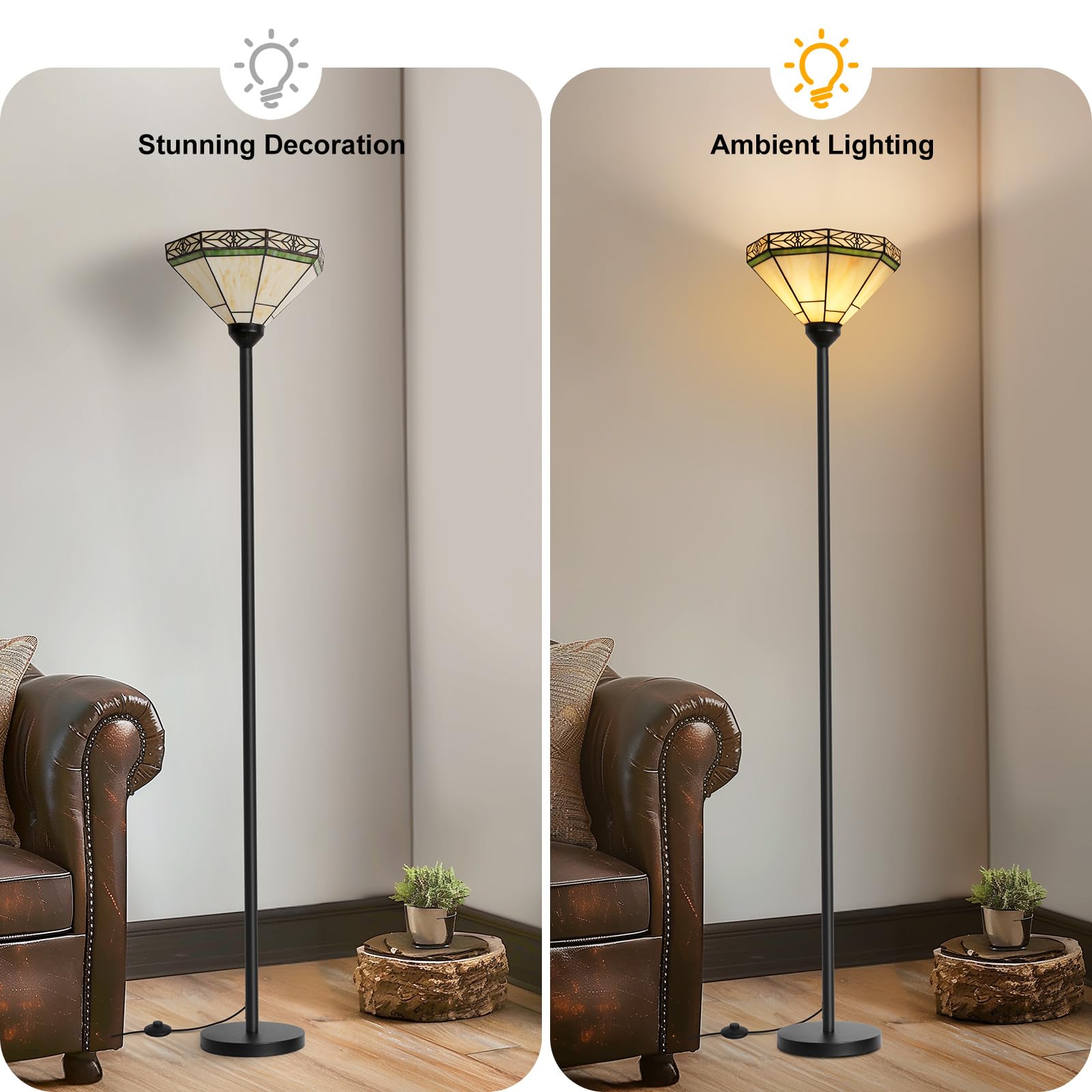 Tiffany Floor Lamp with Stained Glass Shade