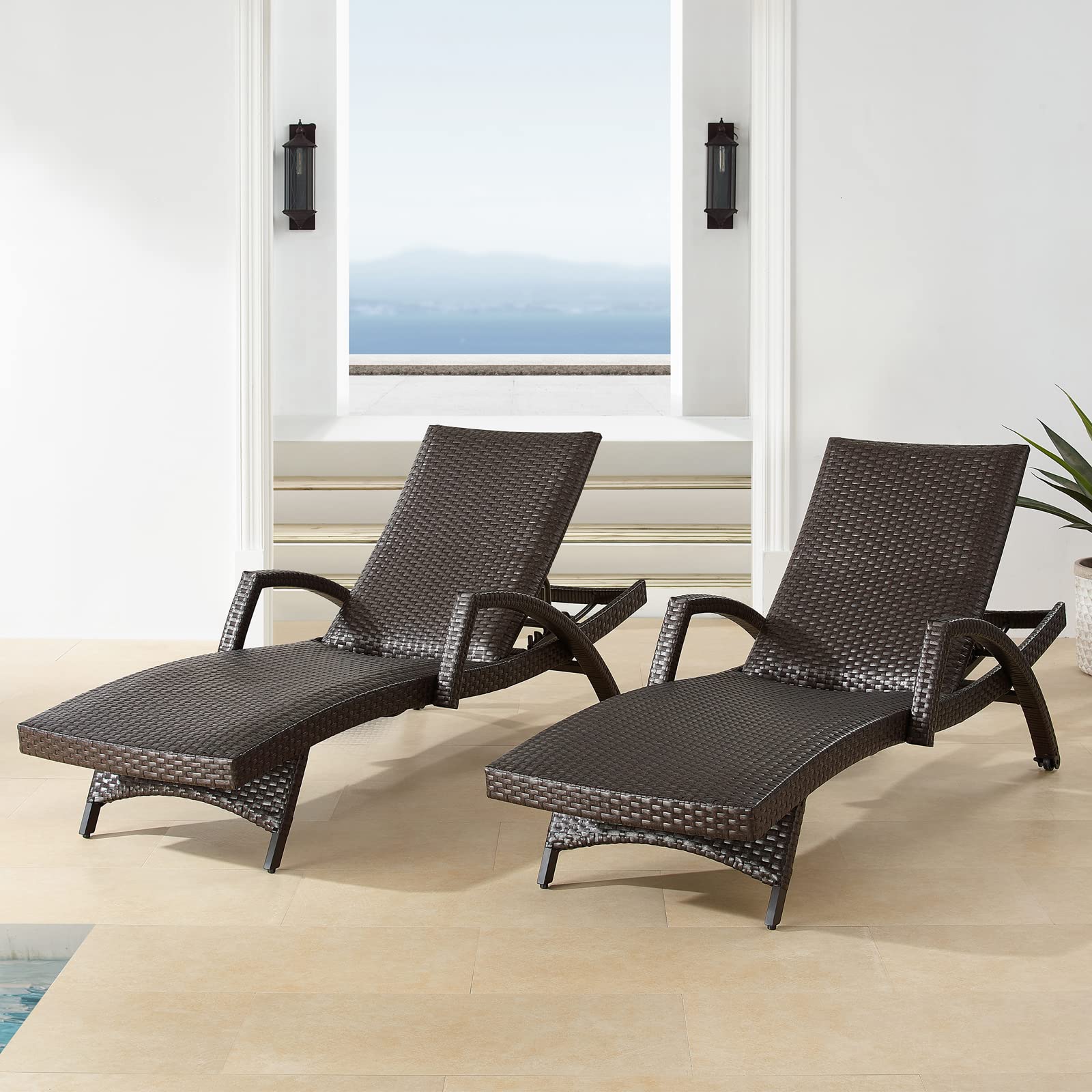Lounge Chairs for Outside, Woven Padded Non-Rust Aluminum Chaise