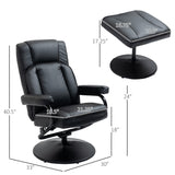 Swivel Recliner, Manual PU Leather Armchair with Ottoman Footrest for Living Room,