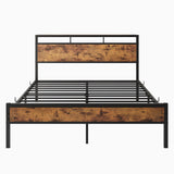 Full Size Bed Frame with Headboard Storage,Wood Bed Frame with Charging Station,