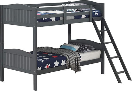 Littleton Twin Over Twin Bunk Bed with Ladder Black