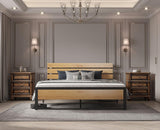 Full Size Bed Frame Steady Steel Platform with Wood Headboard/Footboard
