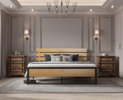 Full Size Bed Frame Steady Steel Platform with Wood Headboard/Footboard